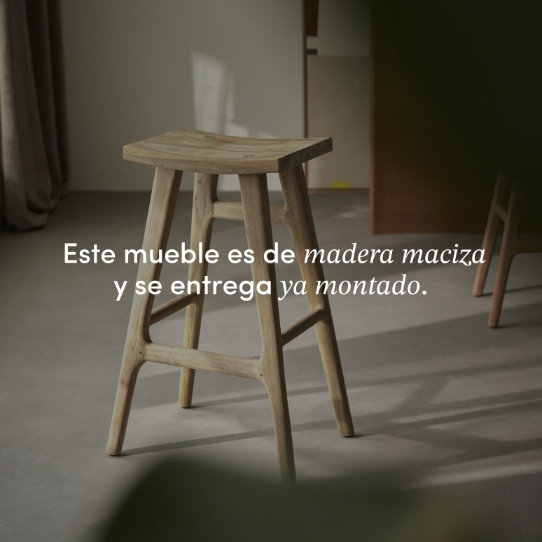 Alia - Taburete de bar de teca maciza reciclada