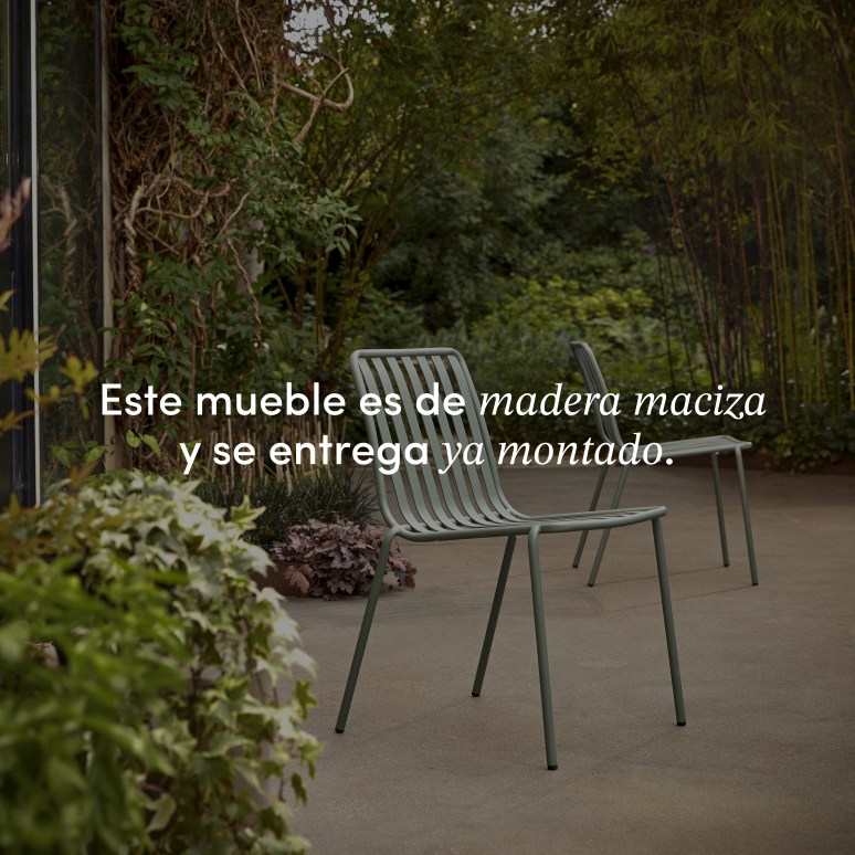 Téo - Conjunto de jardín de teca maciza y metal green 4 sillas