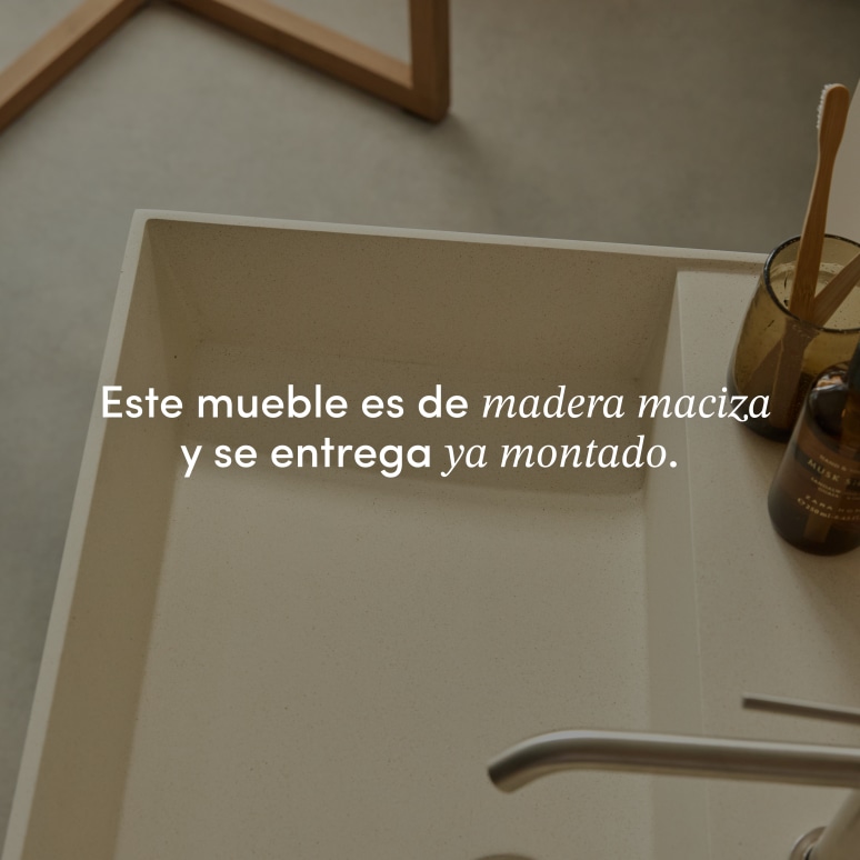 Margot - Mueble de baño de hevea macizo y hormigón 80 cm