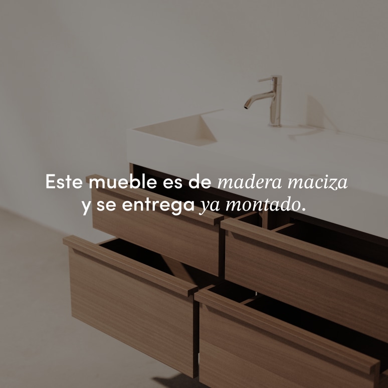 Margot - Mueble de baño de caucho macizo y terrazo 120 cm