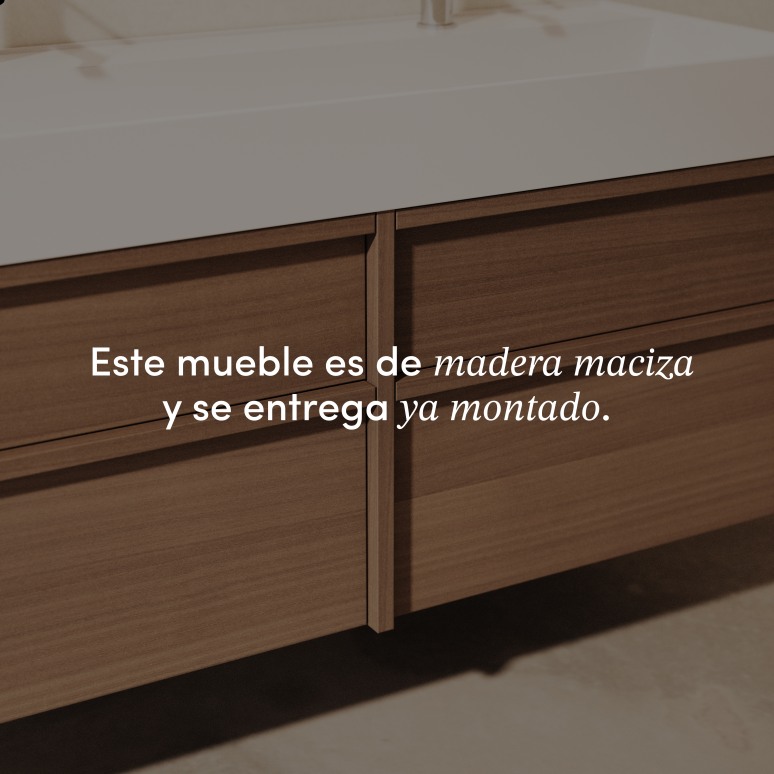 Margot - Mueble de baño de caucho macizo y terrazo 120 cm