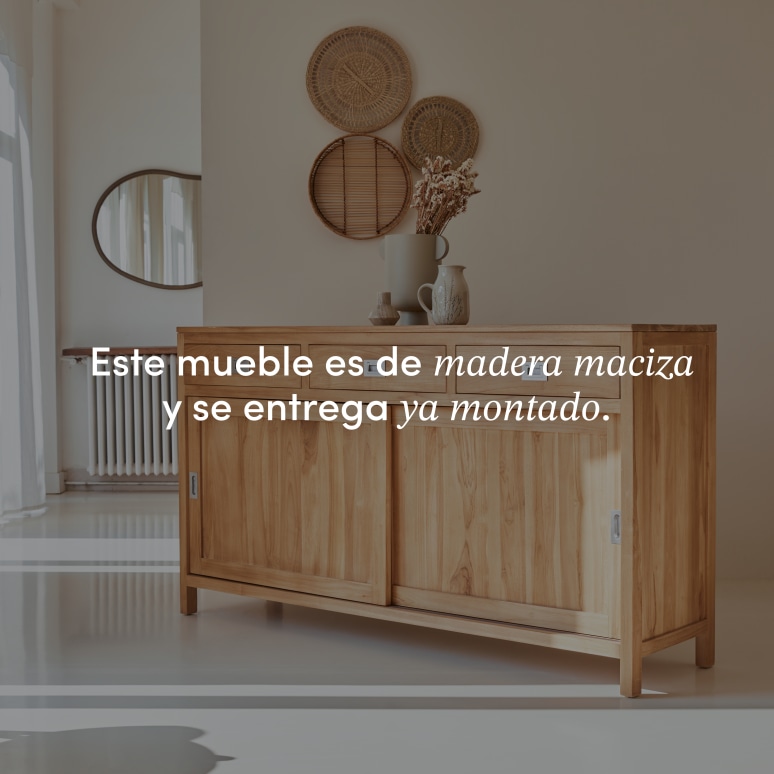 Coffee Tek - Aparador de teca maciza de 180 cm