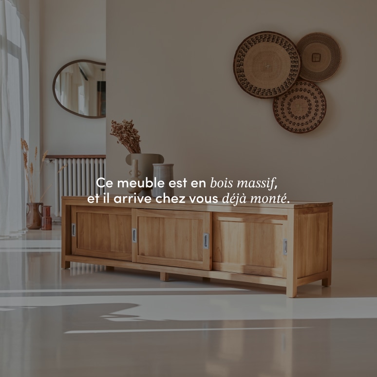 Coffee Tek - Meuble TV en teck massif 180 cm