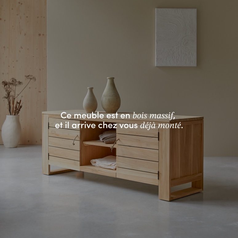 Minimalys - Meuble TV en teck massif 155 cm