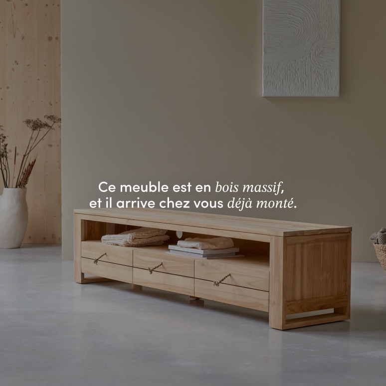 Minimalys - Meuble TV en teck massif 170 cm