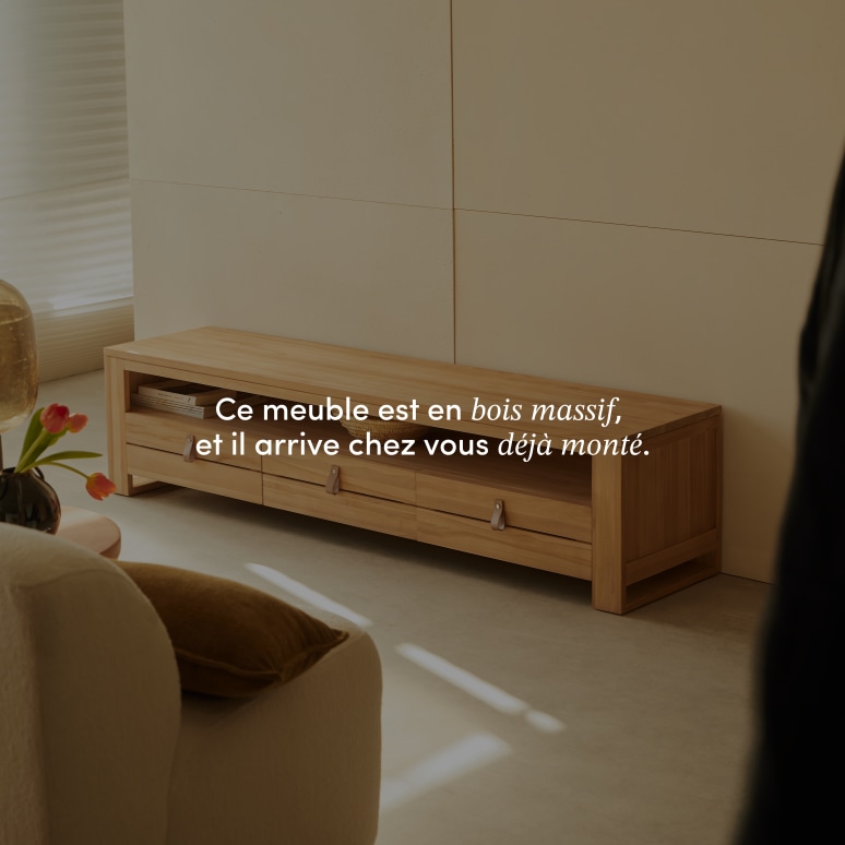 Minimalys - Meuble TV en teck massif 170 cm