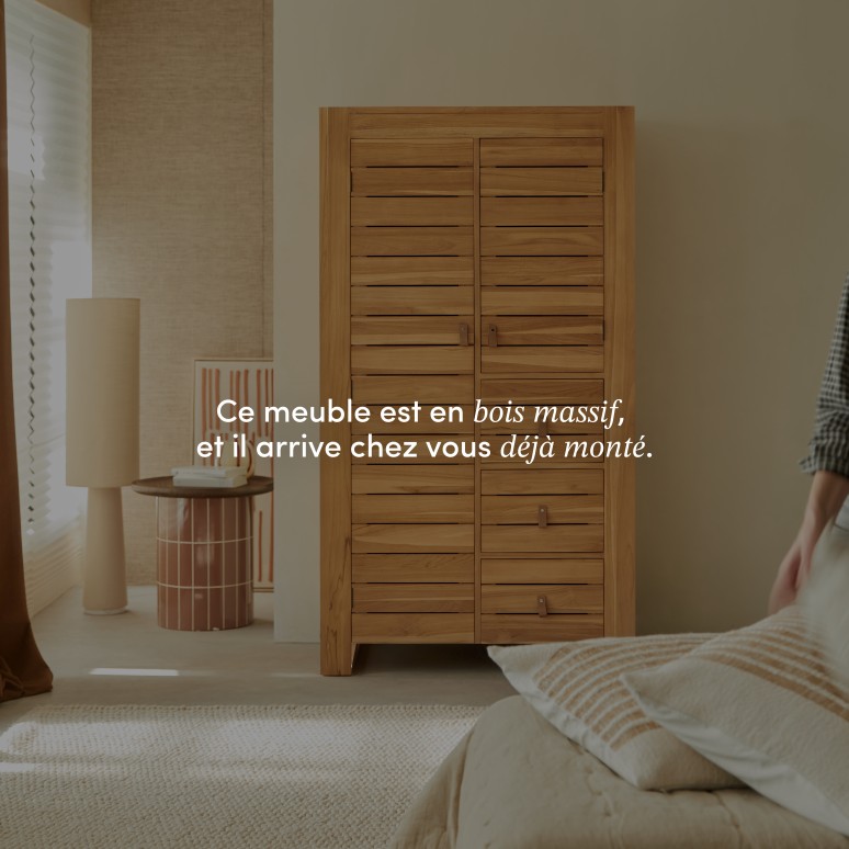 Minimalys - Armoire penderie en teck massif