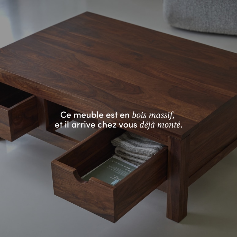 Oliver - Table basse en palissandre massif