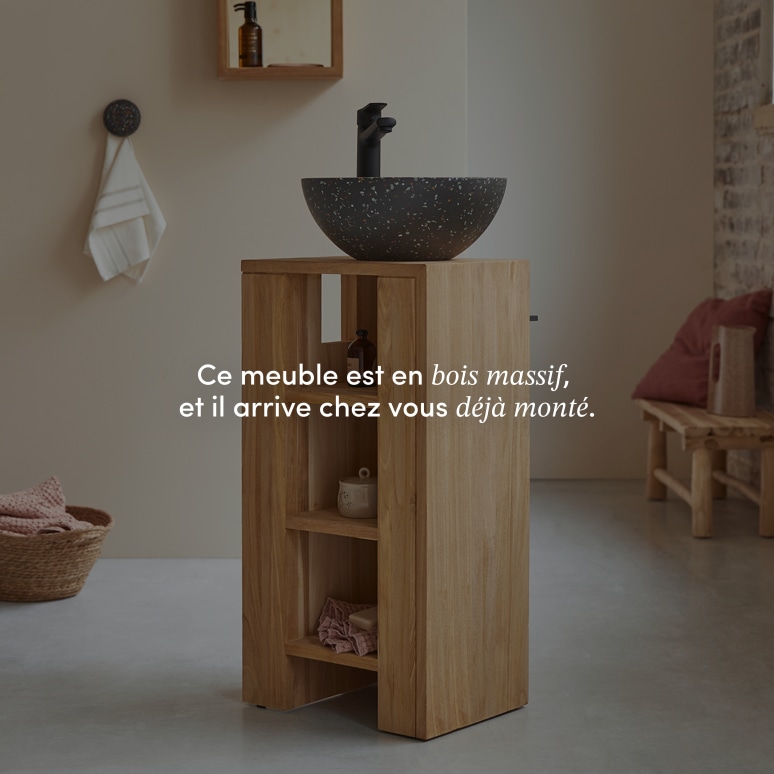 Stelle - Meuble sous vasque en teck massif droit