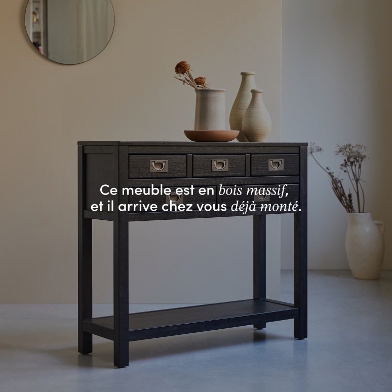 Klaten - Console d'entrée en pin massif P. 35 cm