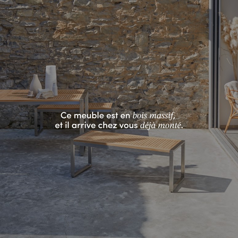 Arno - Banc de jardin en teck massif et inox