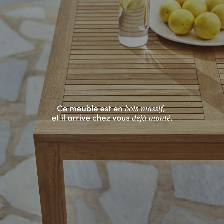 Téo - Ensemble de jardin en teck massif et métal orange 4 chaises