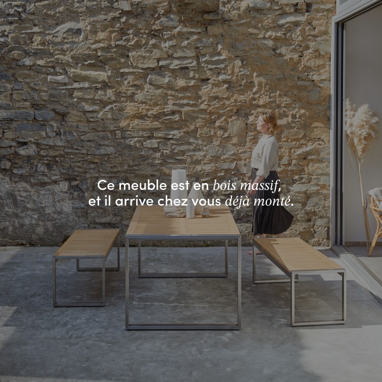 Arno - Ensemble de jardin en teck massif et inox 6 places