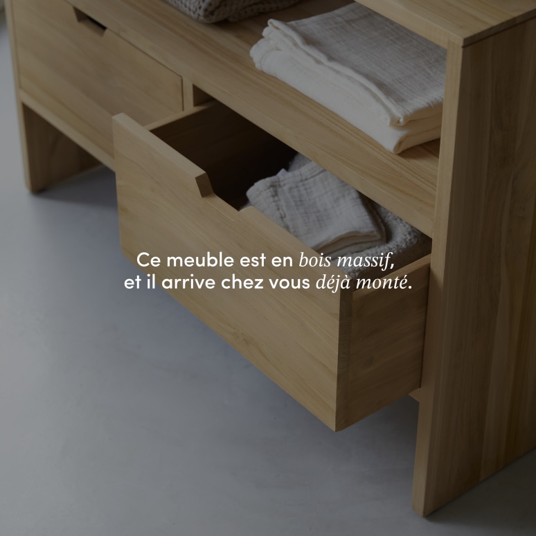 Kwarto - Meuble sous vasque en teck massif 110 cm