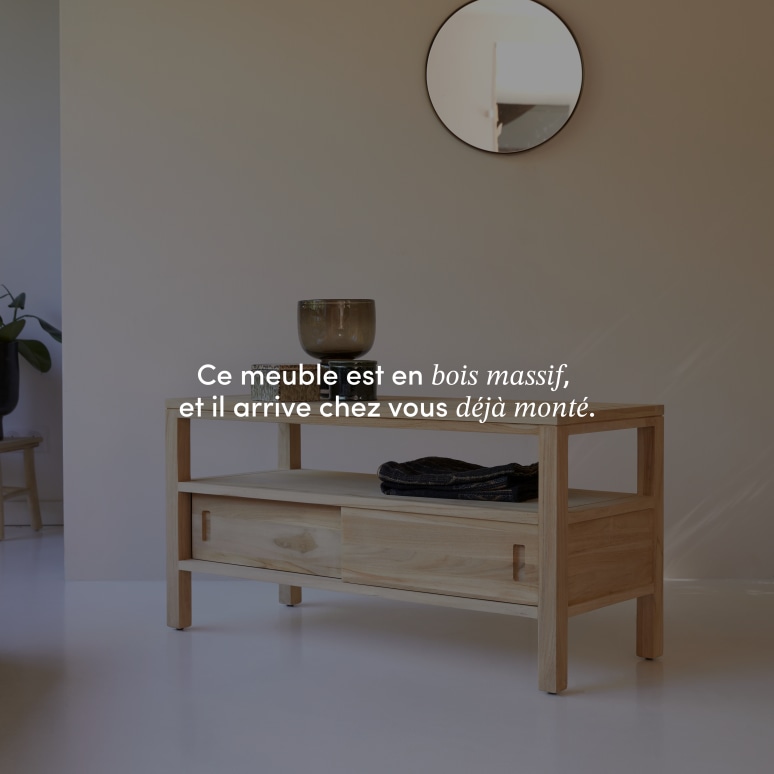 Anton - Meuble TV en teck massif 100 cm