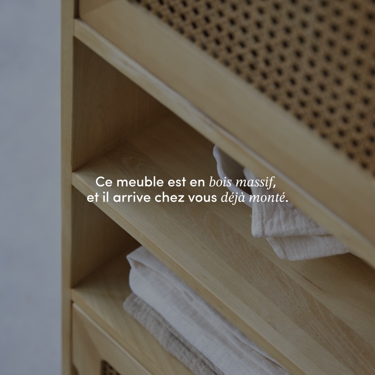 Luis - Bibliothèque haute en orme et cannage