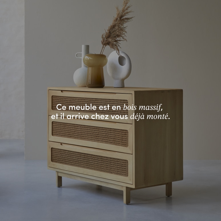 Luis - Commode en orme massif et cannage