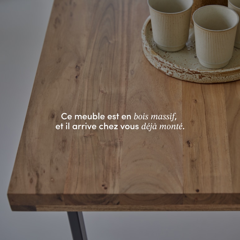 Temis - Table en acacia massif et métal 6-8 pers.