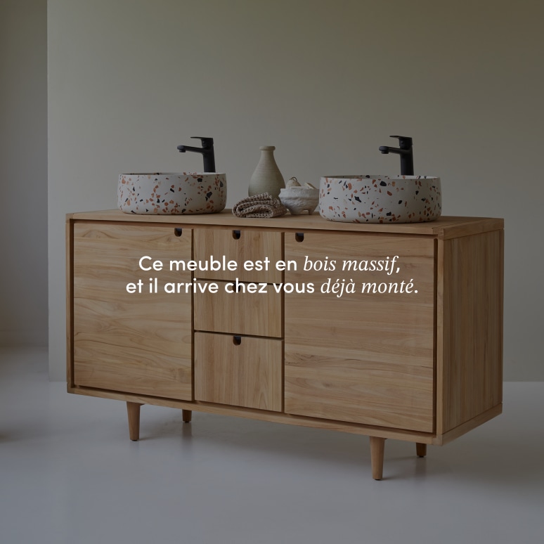 Jonàk - Meuble sous vasque en teck massif 145 cm