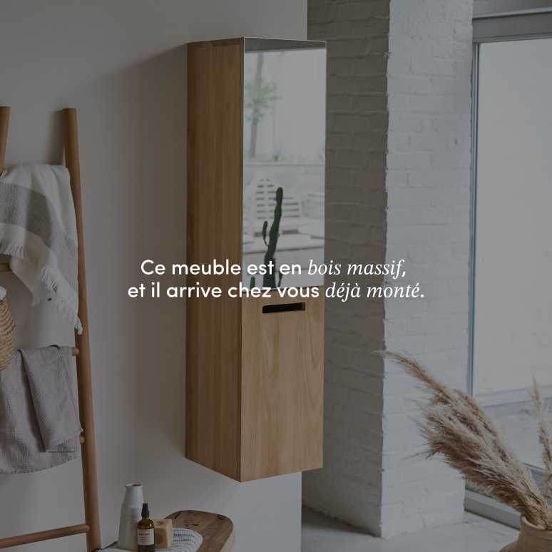 Line - Colonne miroir en teck massif