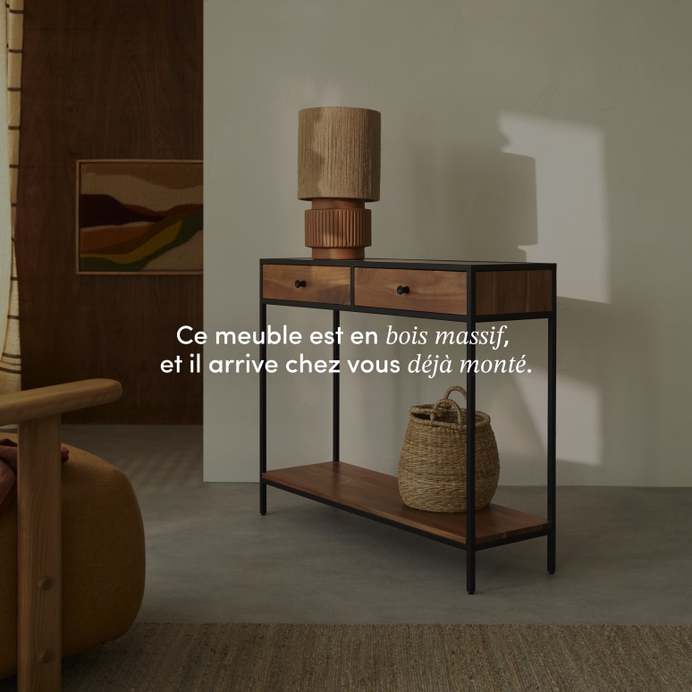 Agra - Console en acacia massif et métal