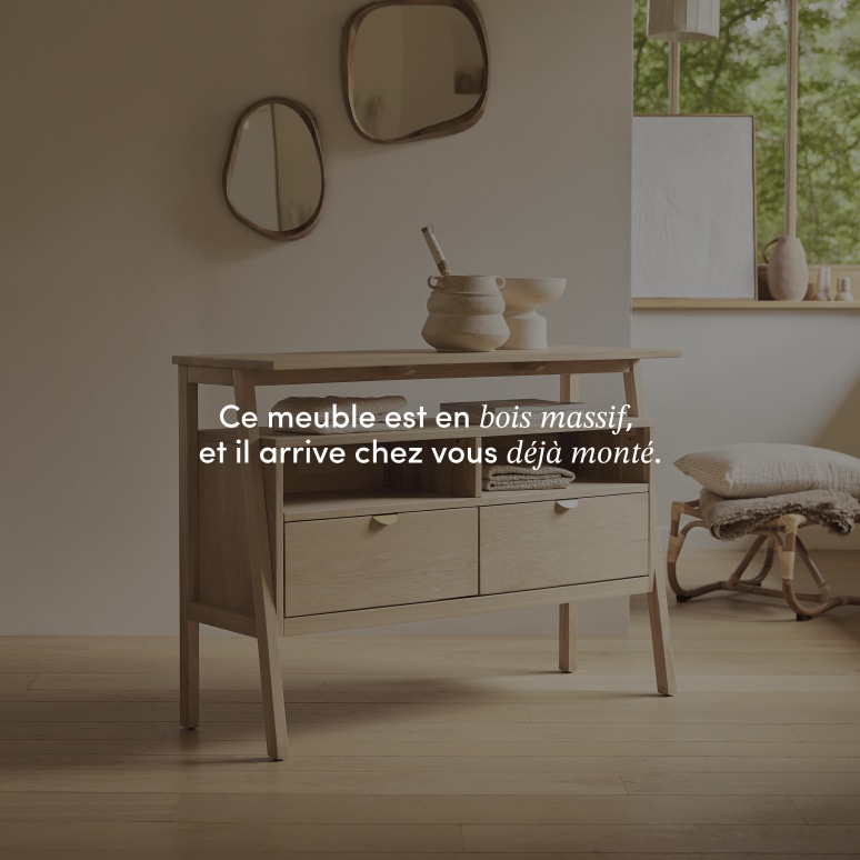 Pola - Console 2 tiroirs en chêne massif