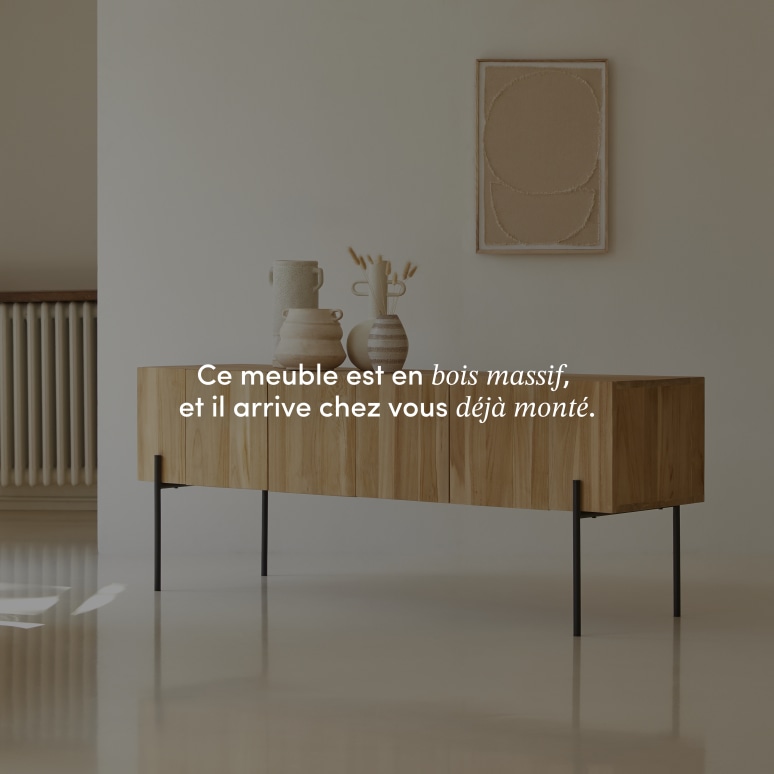 Honorine - Meuble TV haut en teck massif 170 cm