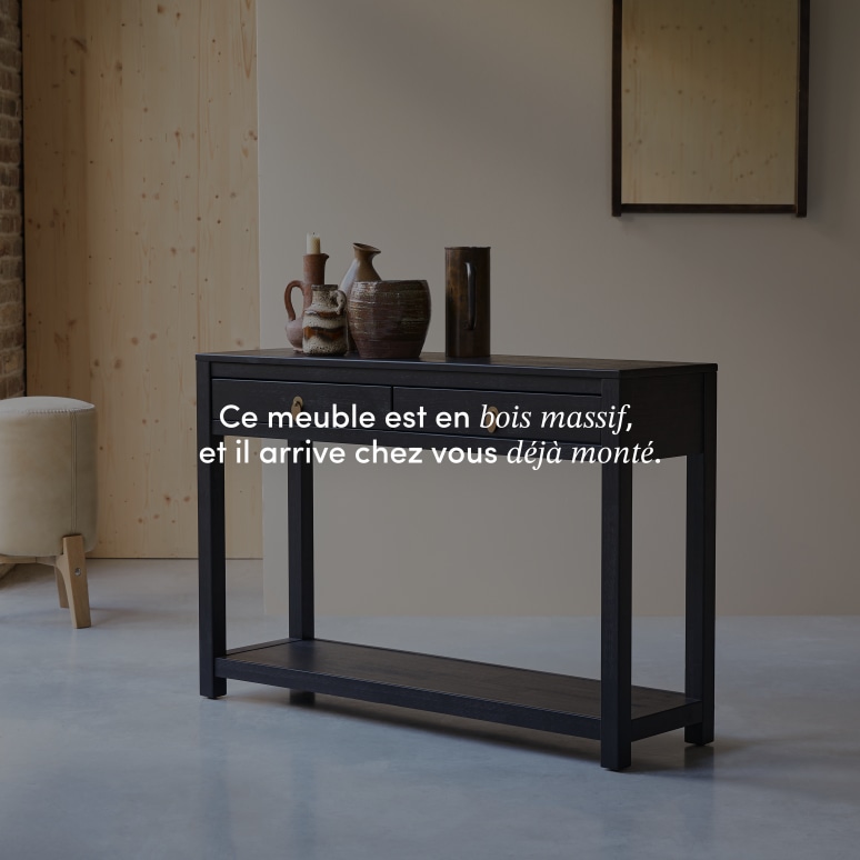 Zenaka - Console en pin massif 2 tiroirs