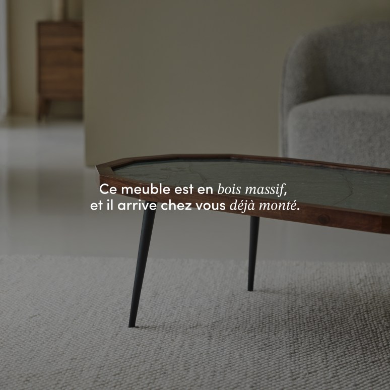 Jade - Table basse en palissandre massif et marbre