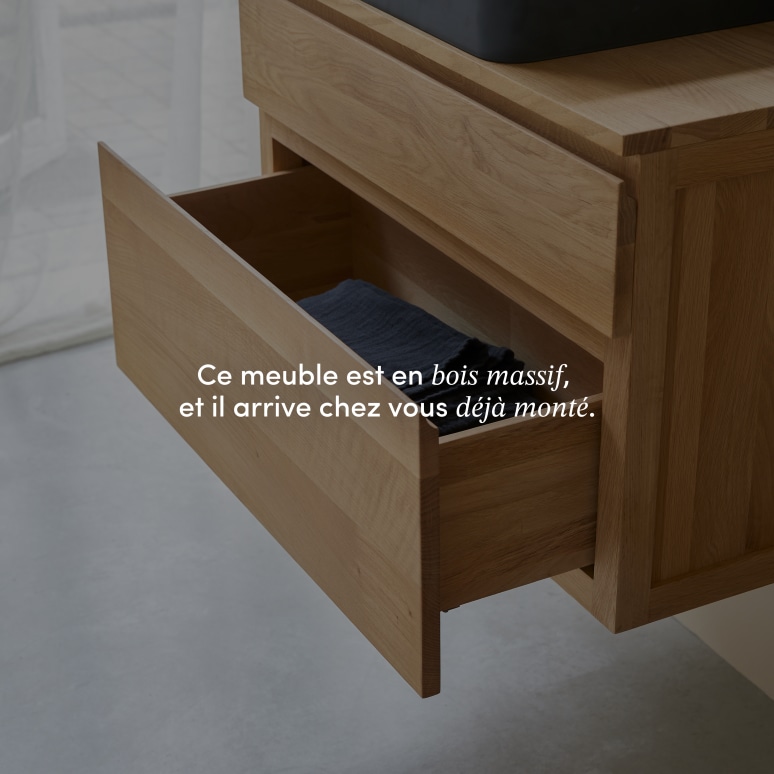Jacob - Meuble sous vasque en chêne massif 80 cm