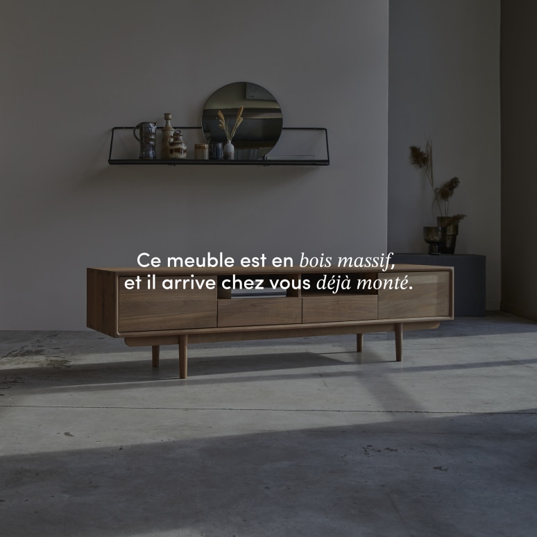 Ellie - Meuble TV en noyer massif 180 cm