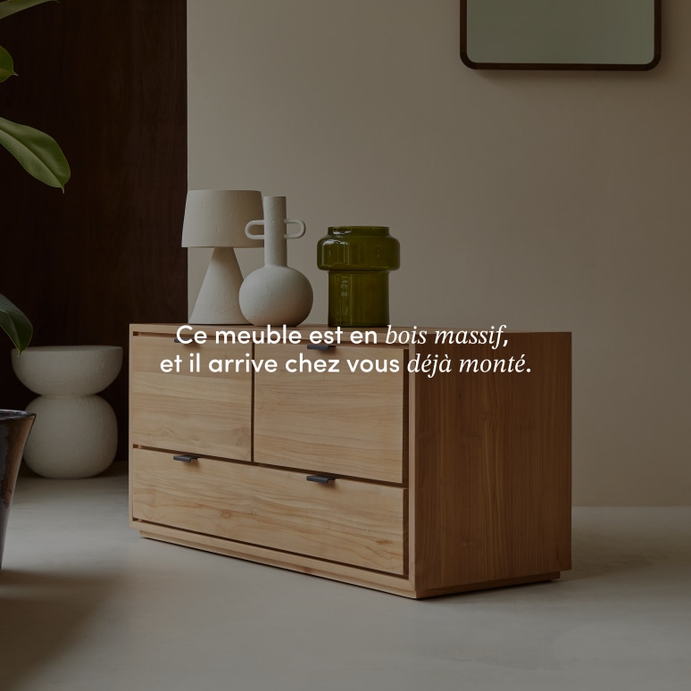 Senson - Meuble TV en teck massif 120 cm