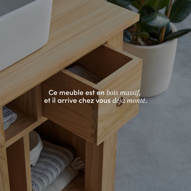 Coline - Meuble sous vasque en teck massif 95 cm