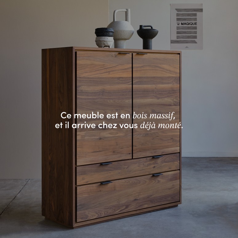 Senson - Bahut en noyer massif 110 cm