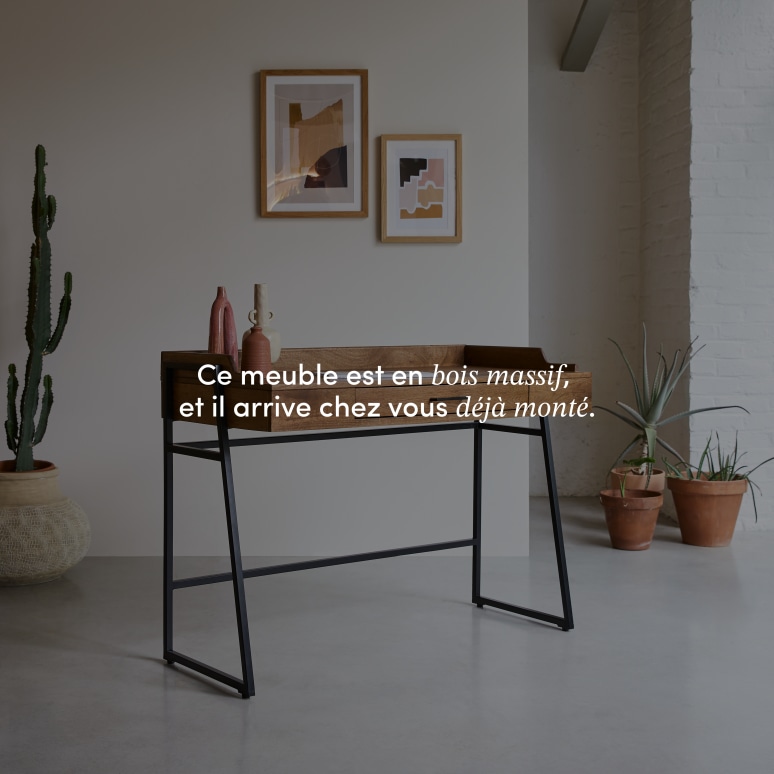 Hedda - Bureau en manguier massif et métal