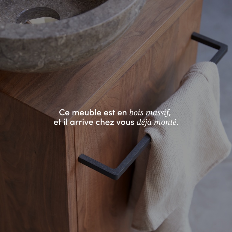 Stelle - Meuble sous vasque en noyer massif droit