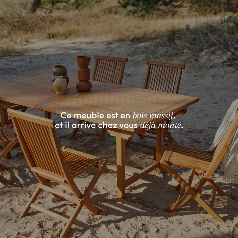 Capri - Table de jardin extensible rectangulaire en acacia massif 12 pers.