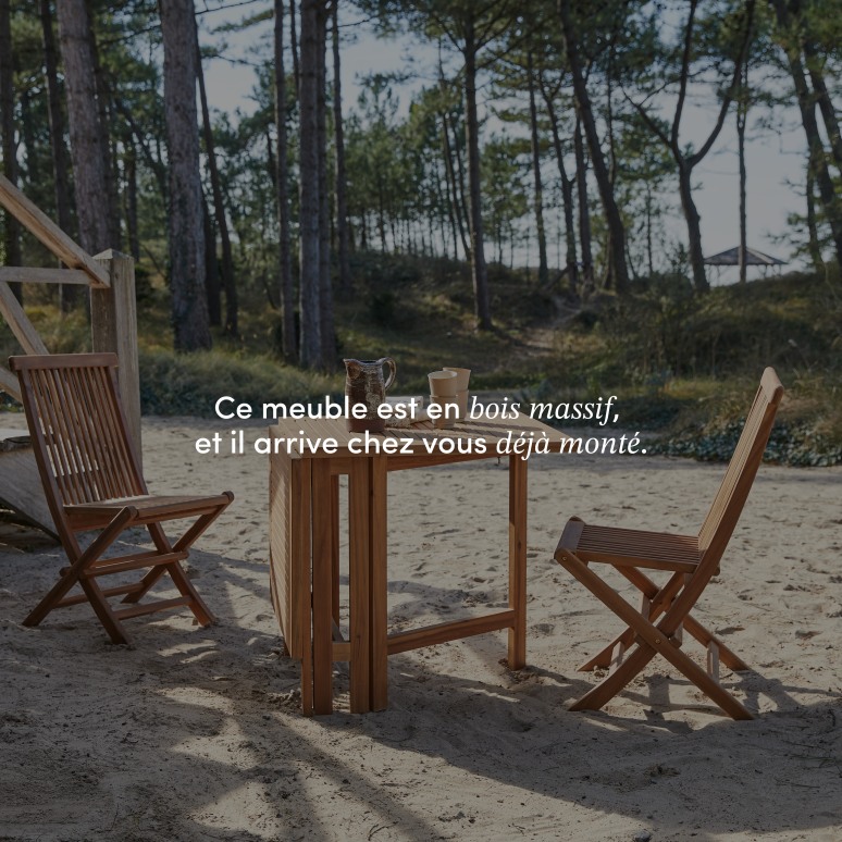 Capri - Table de jardin pliable en acacia massif 2/4 pers.