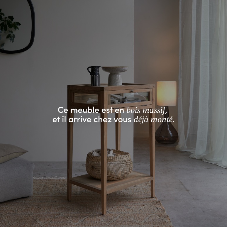 Inès - Console vitrée en teck massif recyclé