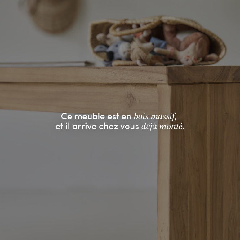 Eden - Bureau enfant en teck massif avec caisson de rangement