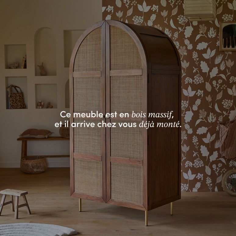 Lisbeth - Armoire enfant en orme et cannage