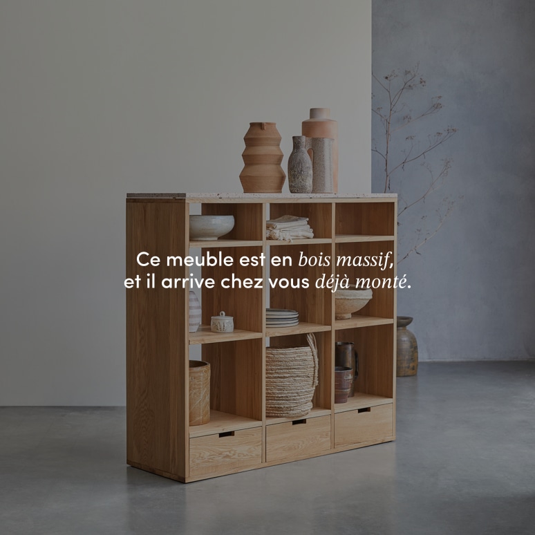 Miho - Console en chêne massif et terrazzo premium Pink