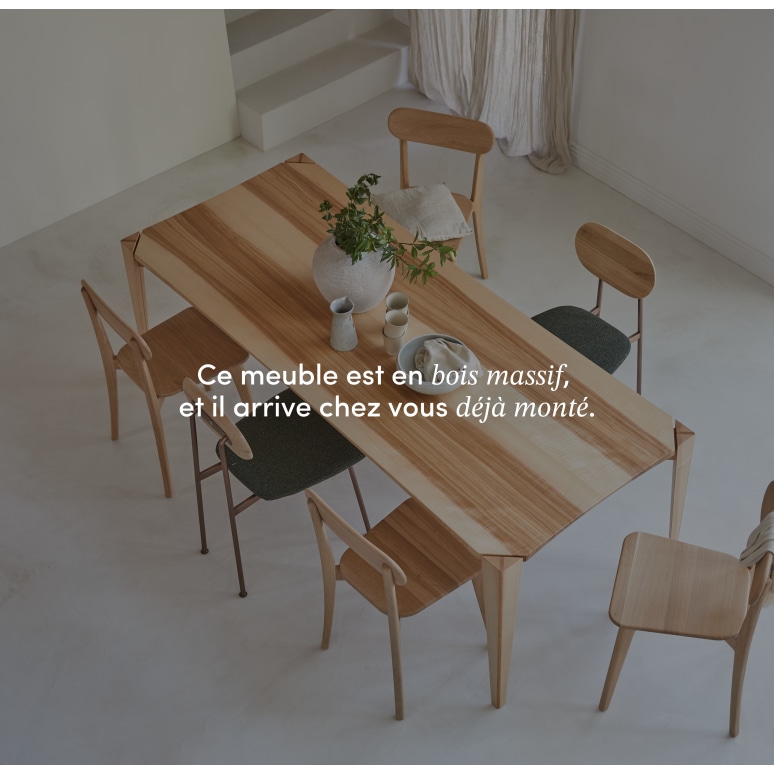 Paulin - Table en frêne olivier massif français 6-8 pers.