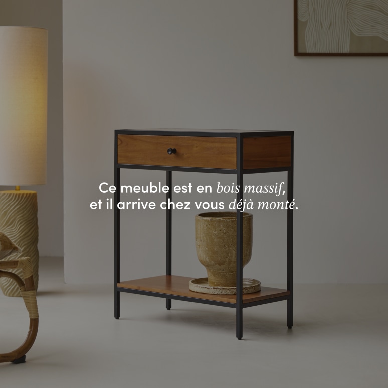 Agra - Console 1 tiroir en acacia massif et métal