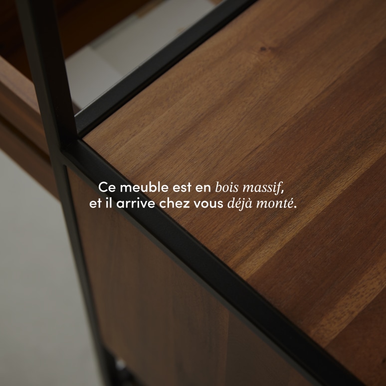 Agra - Chevet en acacia massif et métal