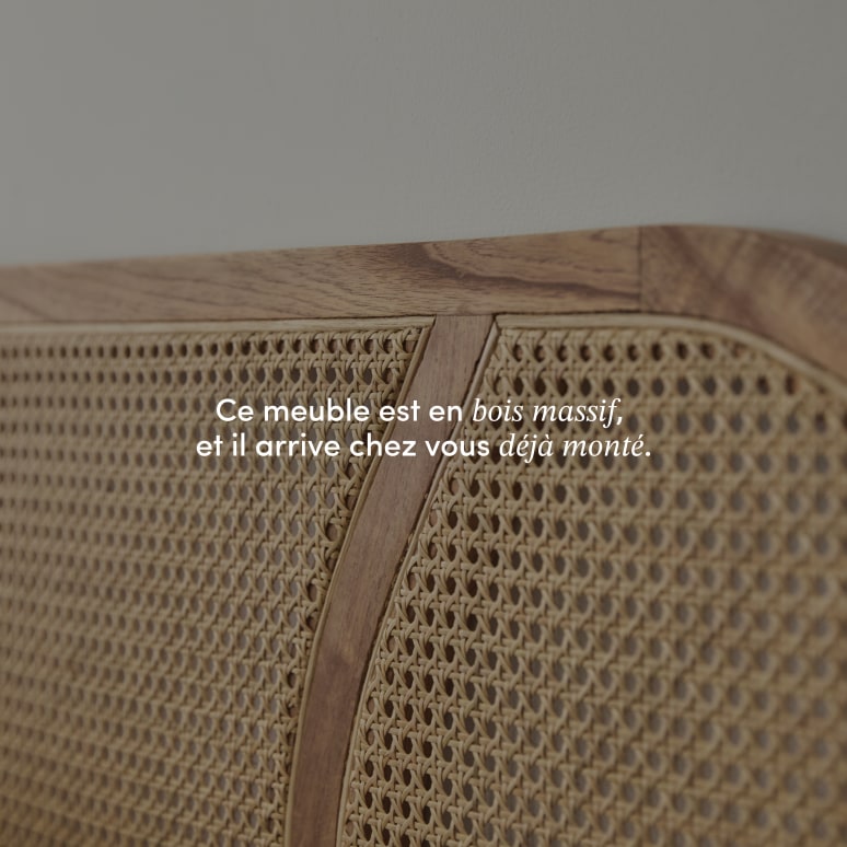 Billie - Tête de lit en mindi massif et cannage 200 cm