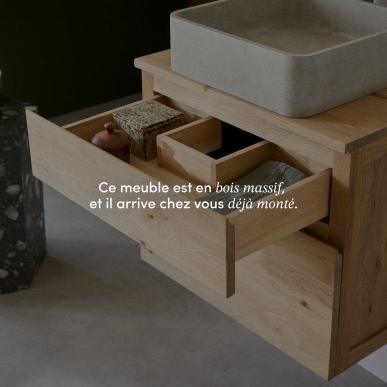 Jacob - Meuble de salle de bain en chêne massif 60 cm