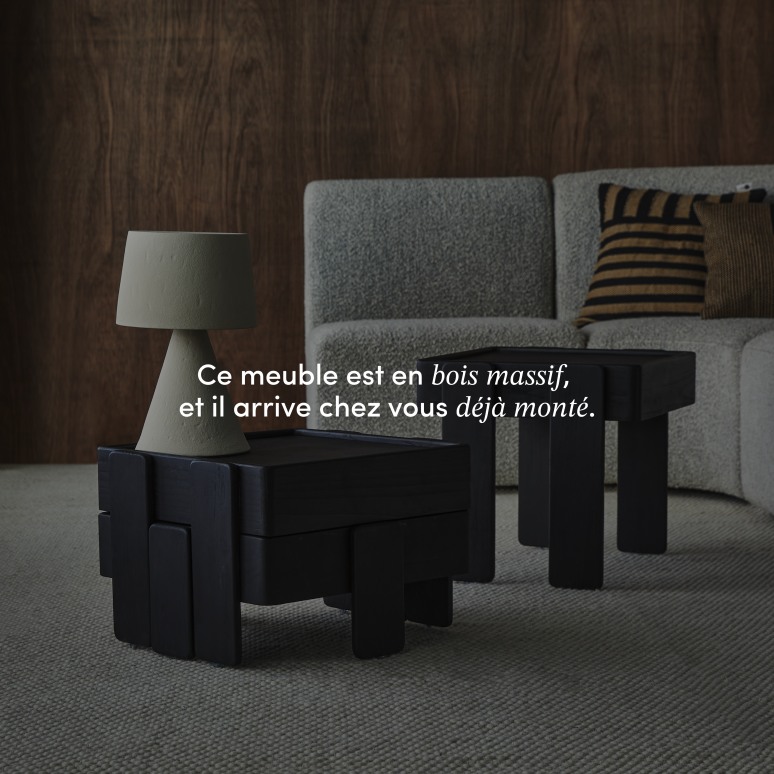 Nido - Bouts de canapé noirs empilables en manguier massif