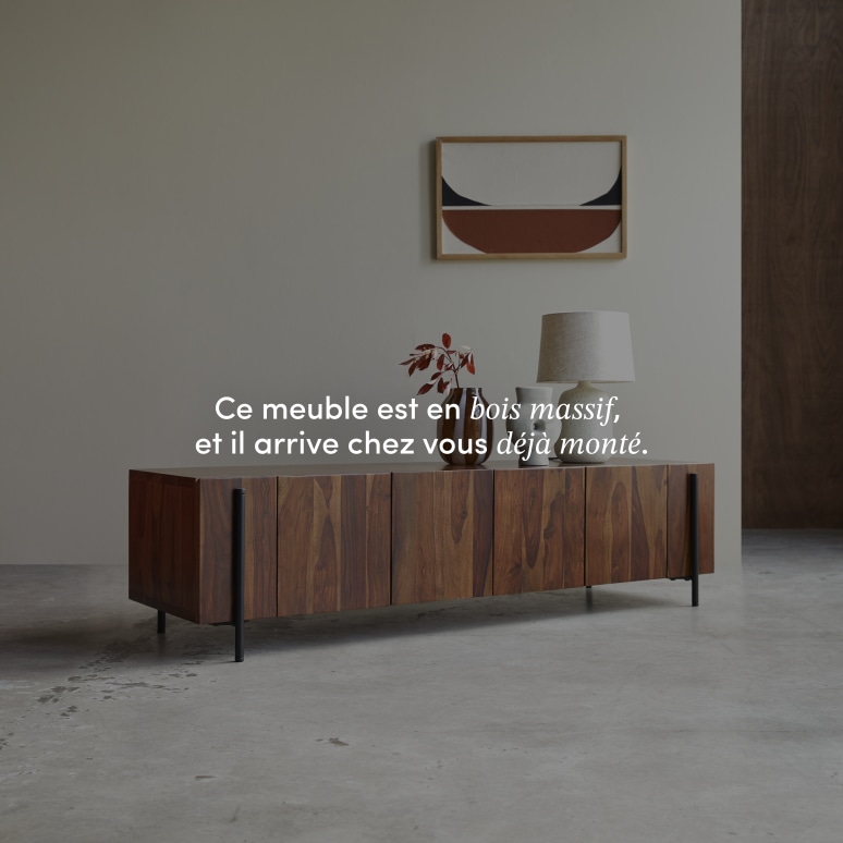 Honorine - Meuble TV bas en palissandre massif 170 cm