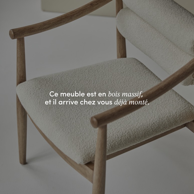 Colombe - Fauteuil en acacia massif et tissu bouclette